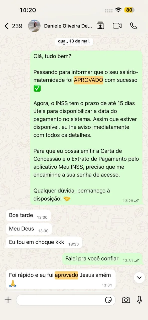 Conversa real de cliente no WhatsApp